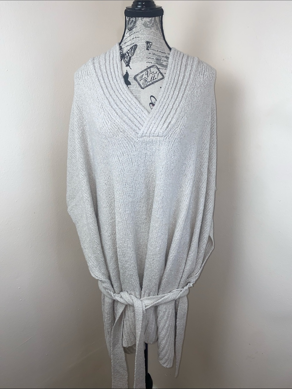 J. Jill Soft Cozy Knit Belted Cardigan Sweater Light Oatmeal Cream 2X NWOT